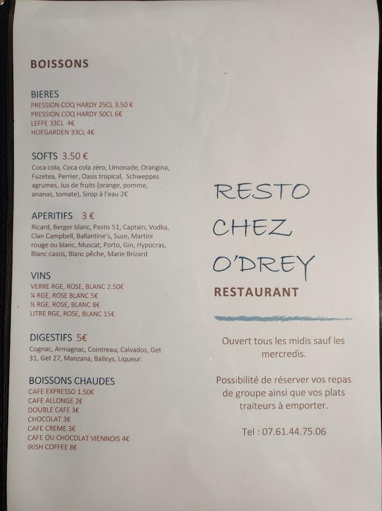 Chez O'Drey O Resto - Menu Image 2